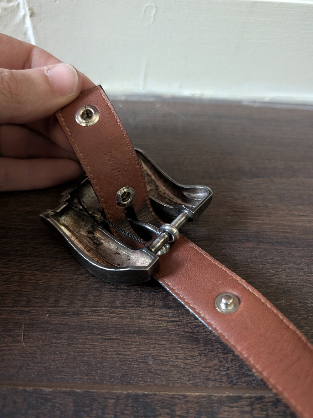 KIESELSTEIN-CORD Chunky 925 Sterling Silver Buckle & Tip Brown Alligator Belt - Picture 9 of 16